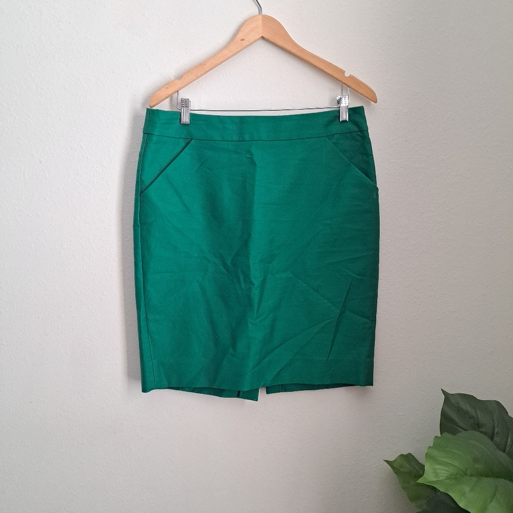J.CREW Skirt Womens The Pencil Skirt Straight Green Knee Length Size 12